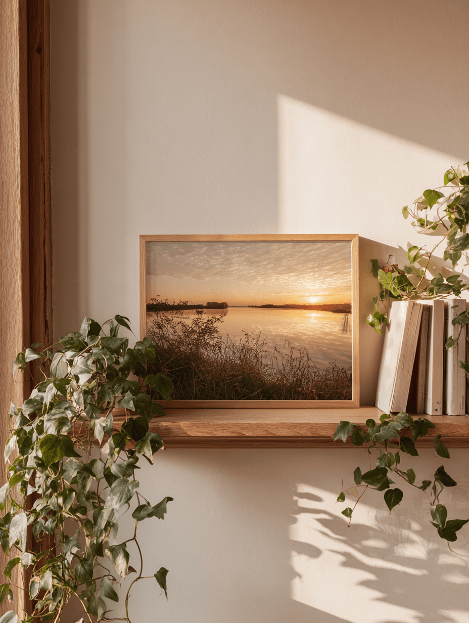Gerahmtes Fotomosaik in einem Naturholzrahmen