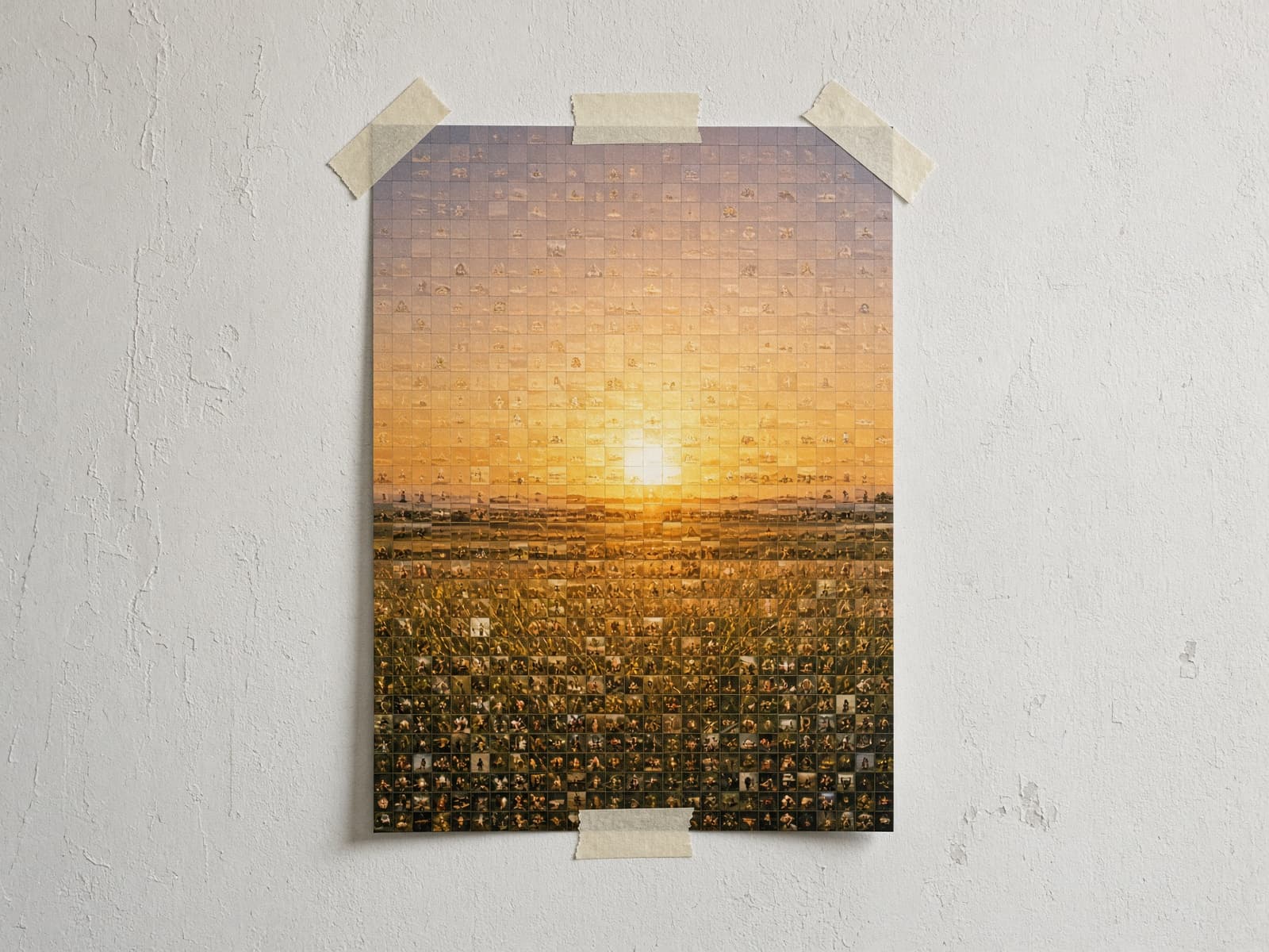 Fotomosaik-Poster an einer Wand