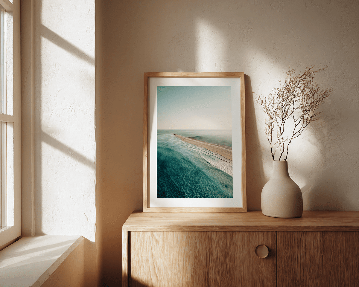Gerahmtes Fotomosaik in einem Naturholzrahmen